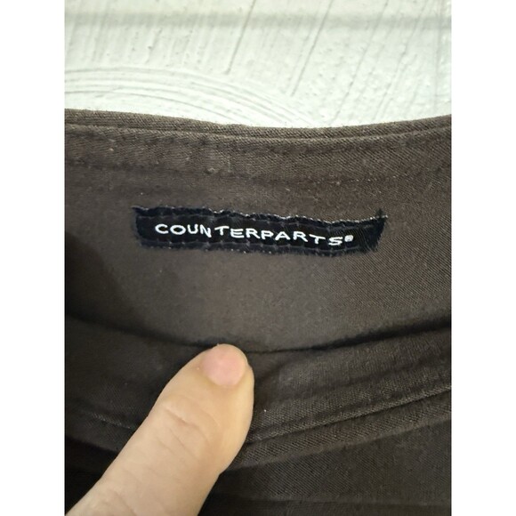 Counterparts Sz 16 Brown Pull On Pants w/ Tummy Control Panel Mid Rise Stretch - Picture 4 of 13